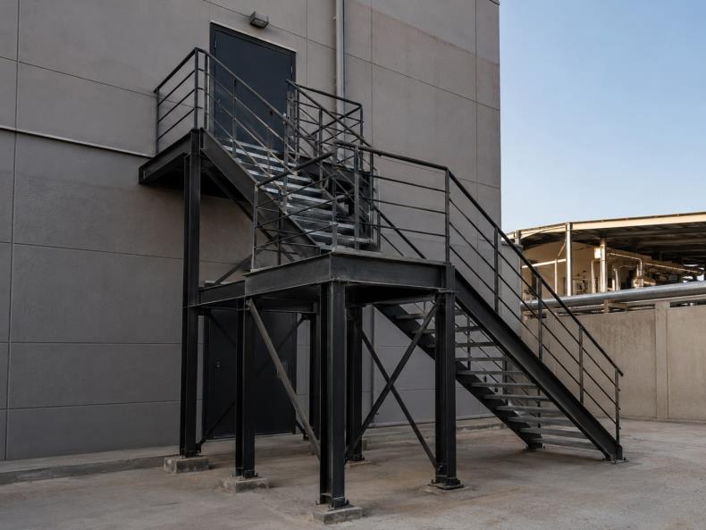 Steel stairs and landing